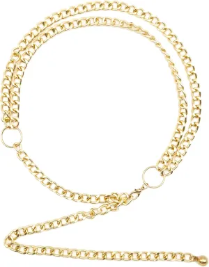 Ammiko Waist Chain Belt for Women Fashion Body Belly Link Belt Ring Metal Chain Belts for Jeans Dress Alloy Ladies