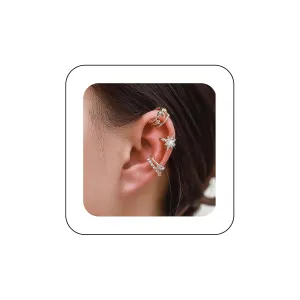 Andelaisi Boho Crystal Moon Ear Cuff Earrings Vintage CZ Northstar Clip On Earrings Gold Rhinestone Butterfly Cartilage Earrings No Piercing Clip Earrings Jewelry for Women
