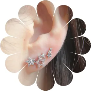 Andelaisi Boho Rhinestone Star Climber Warp Earrings Gold Crystal Star Ear Climber Earrings Bling Cz Star Stud Earrings Vintage Star Ear Crawlers Earring Minimalist Star Earrings Jewelry for Women