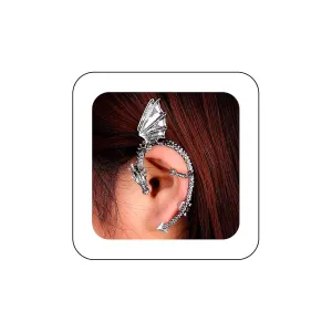 Andelaisi Punk Dragon Ear Cuff - Vintage Climber Clip Wrap Earrings - Silver No Piercing Jewelry for Women