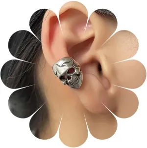 Andelaisi Skull Ear Cuff Earrings - Silver Skull Design - Clip On - Daily Wear - 1 Count - Female