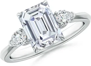 Angara 2.36 ct Lab Grown Diamond Three Stone Engagement Ring in Platinum for Women (Color : F-G | Clarity : VS) | April Birthstone, Birthday, Anniversary Jewelry Gift for Women