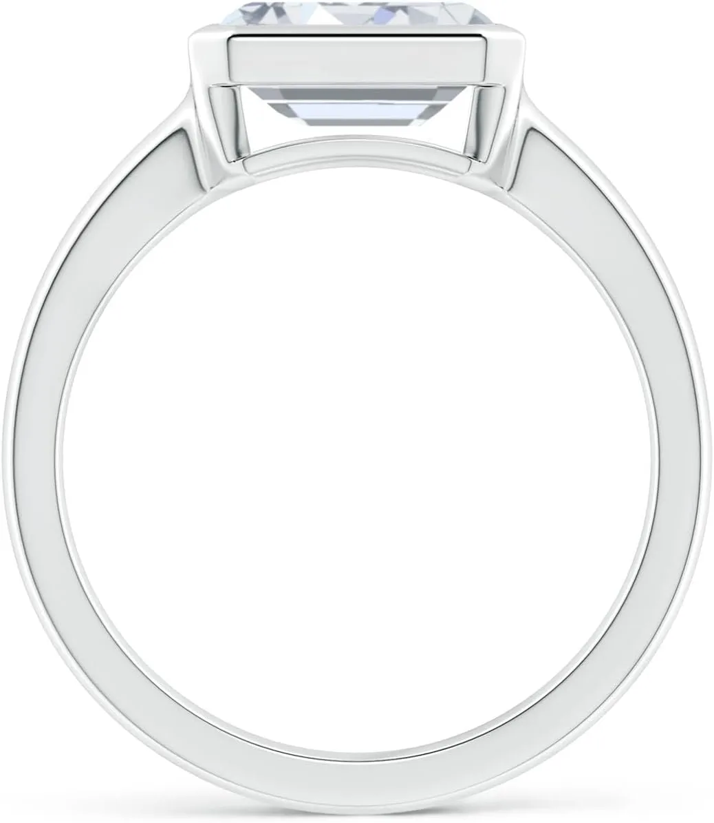 ANGARA IGI Certified 1-5 ct Lab Grown East-West Emerald-Cut Diamond Solitaire Ring in Silver / 14K Solid Gold/Platinum | April Birthstone, Birthday, Engagement, Anniversary, Wedding Jewelry Gift for Women