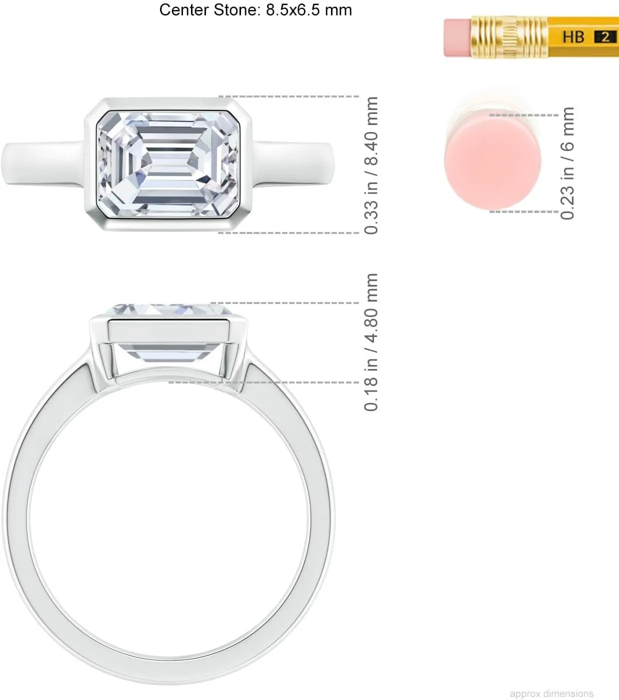 ANGARA IGI Certified 1-5 ct Lab Grown East-West Emerald-Cut Diamond Solitaire Ring in Silver / 14K Solid Gold/Platinum | April Birthstone, Birthday, Engagement, Anniversary, Wedding Jewelry Gift for Women