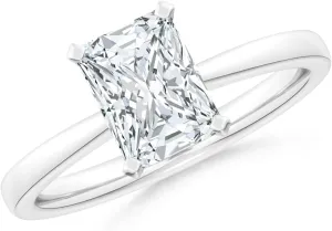 ANGARA IGI Certified 1-5 ct Lab Grown Radiant-Cut Diamond Reverse Tapered Shank Solitaire Engagement Ring in Silver / 14K Solid Gold/Platinum | April Birthstone, Birthday, Anniversary, Wedding Jewelry Gift for Women
