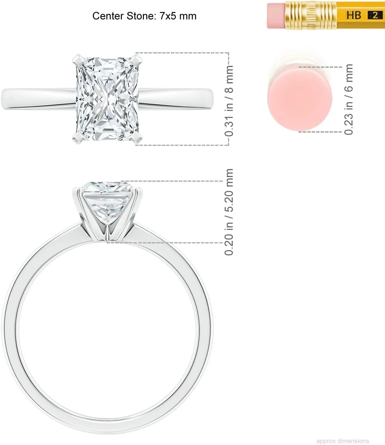 ANGARA IGI Certified 1-5 ct Lab Grown Radiant-Cut Diamond Reverse Tapered Shank Solitaire Engagement Ring in Silver / 14K Solid Gold/Platinum | April Birthstone, Birthday, Anniversary, Wedding Jewelry Gift for Women