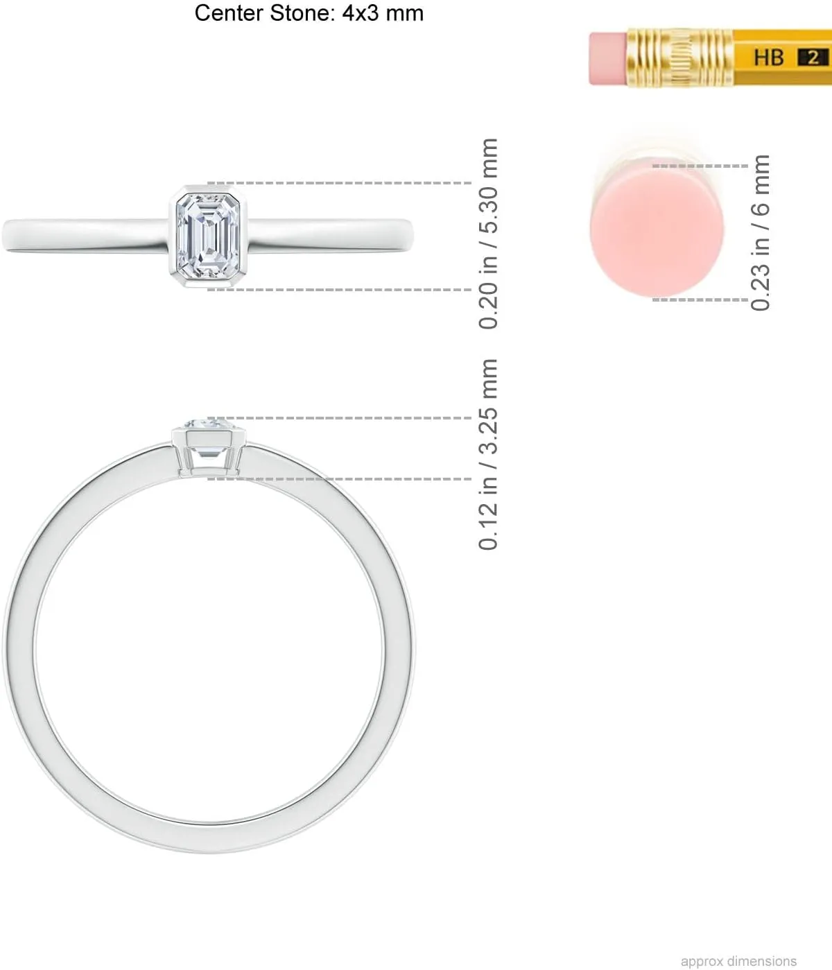 Angara Lab Grown Bezel-Set Emerald-Cut Diamond Solitaire Ring in Silver / 14K Solid Gold/Platinum | April Birthstone, Birthday, Engagement, Anniversary, Wedding Jewelry Gift for Women