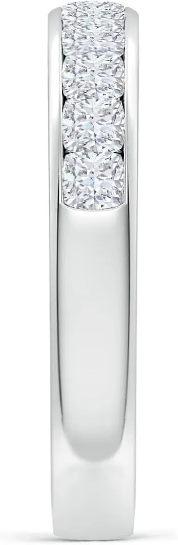 Angara Lab Grown Channel-Set Cushion Diamond Half Eternity Wedding Ring in Silver / 14K Solid Gold/Platinum | April Birthstone, Birthday, Engagement, Anniversary, Wedding Jewelry Gift for Women