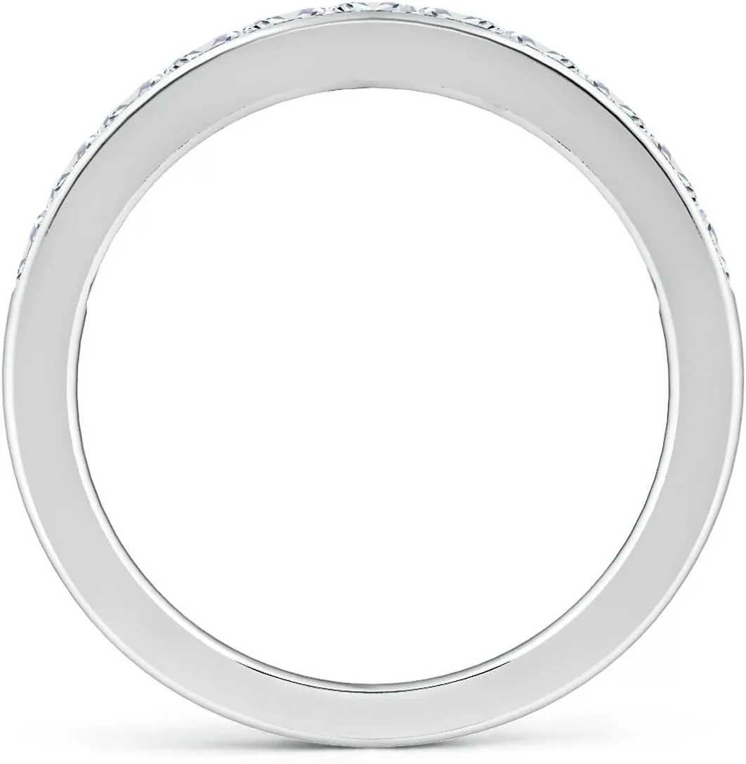 Angara Lab Grown Channel-Set Cushion Diamond Half Eternity Wedding Ring in Silver / 14K Solid Gold/Platinum | April Birthstone, Birthday, Engagement, Anniversary, Wedding Jewelry Gift for Women