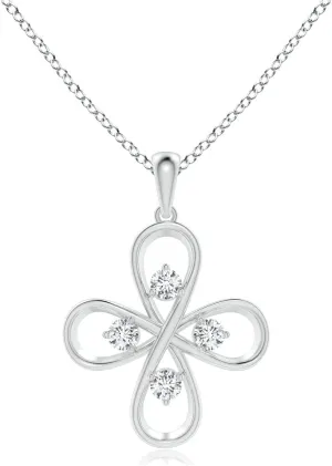 Angara Lab Grown Diamond Four-Petal Flower Infinity Pendant in 14K Solid Gold/Platinum | April Birthstone, Birthday, Engagement, Anniversary, Wedding Jewelry Gift for Women