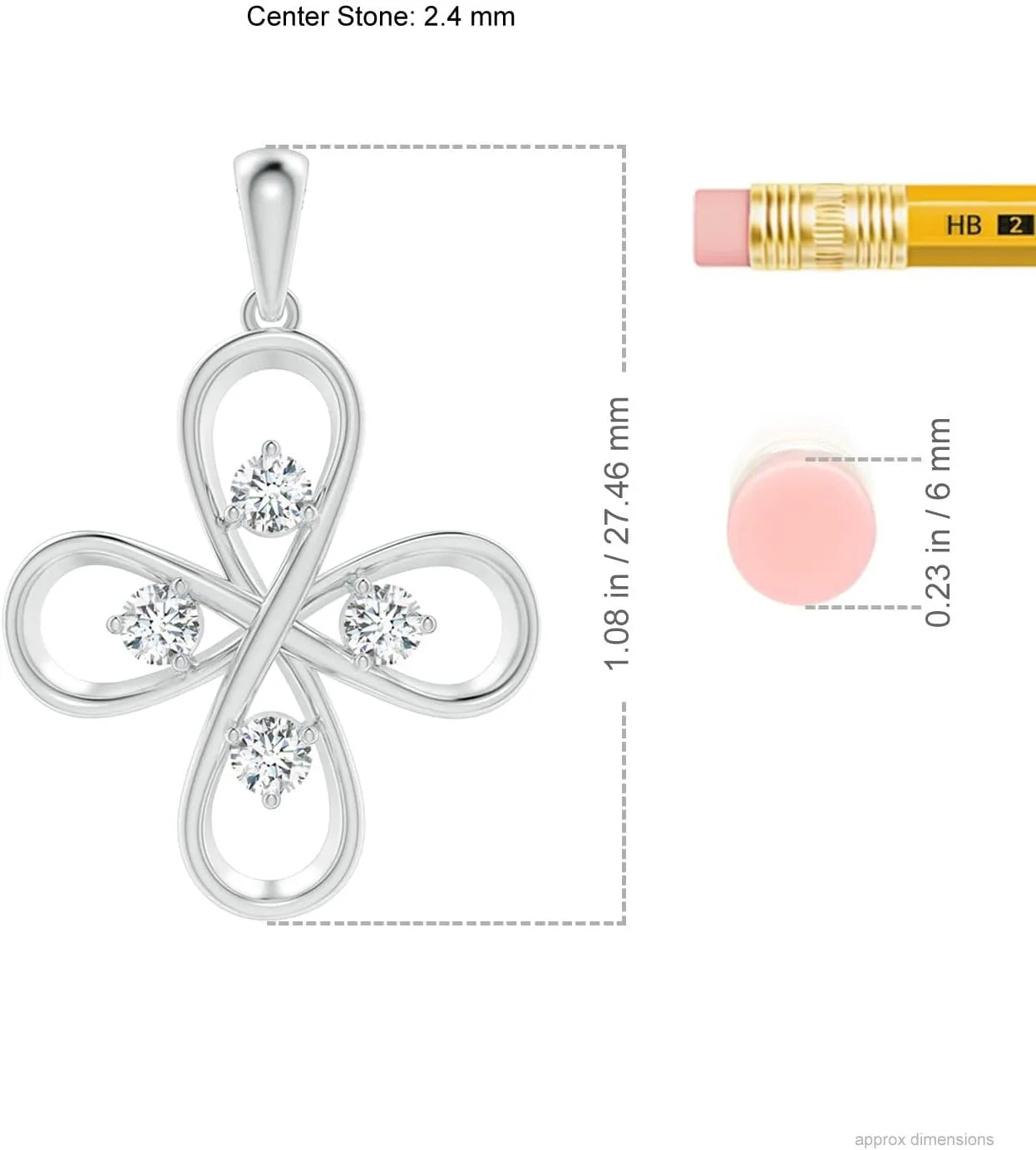 Angara Lab Grown Diamond Four-Petal Flower Infinity Pendant in 14K Solid Gold/Platinum | April Birthstone, Birthday, Engagement, Anniversary, Wedding Jewelry Gift for Women