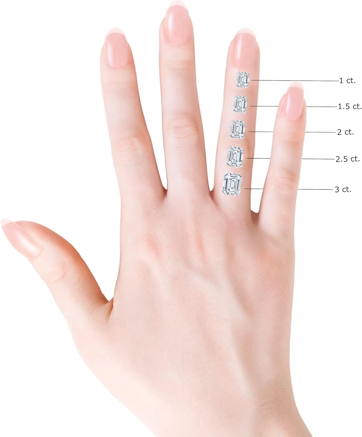 Angara Lab Grown Emerald-Cut and Twin Tapered Baguette Diamond Side Stone Engagement Ring in Silver / 14K Solid Gold/Platinum | April Birthstone, Birthday, Anniversary Jewelry Gift for Women