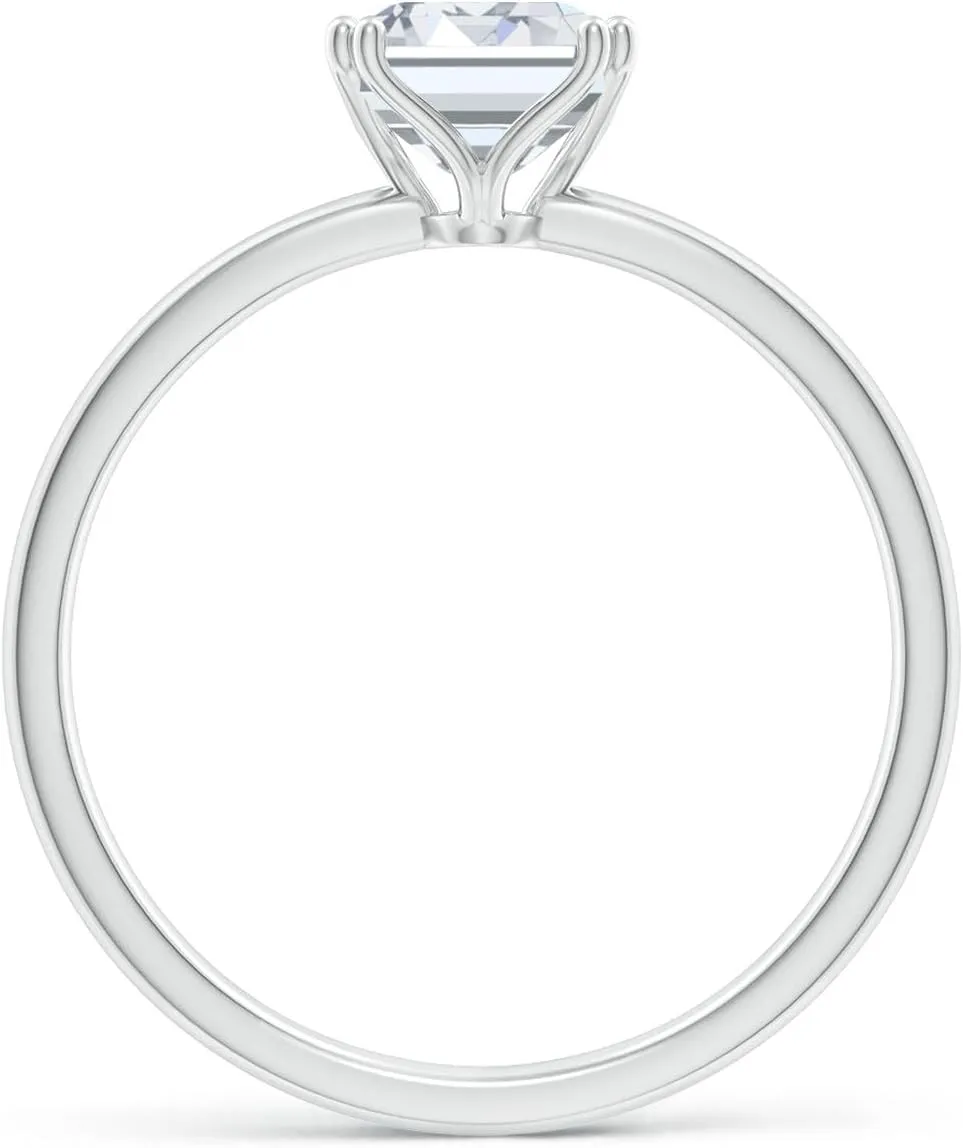 Angara Lab Grown Emerald-Cut Diamond Solitaire Classic Engagement Ring in Silver / 14K Solid Gold/Platinum | April Birthstone, Birthday, Anniversary, Wedding Jewelry Gift for Women