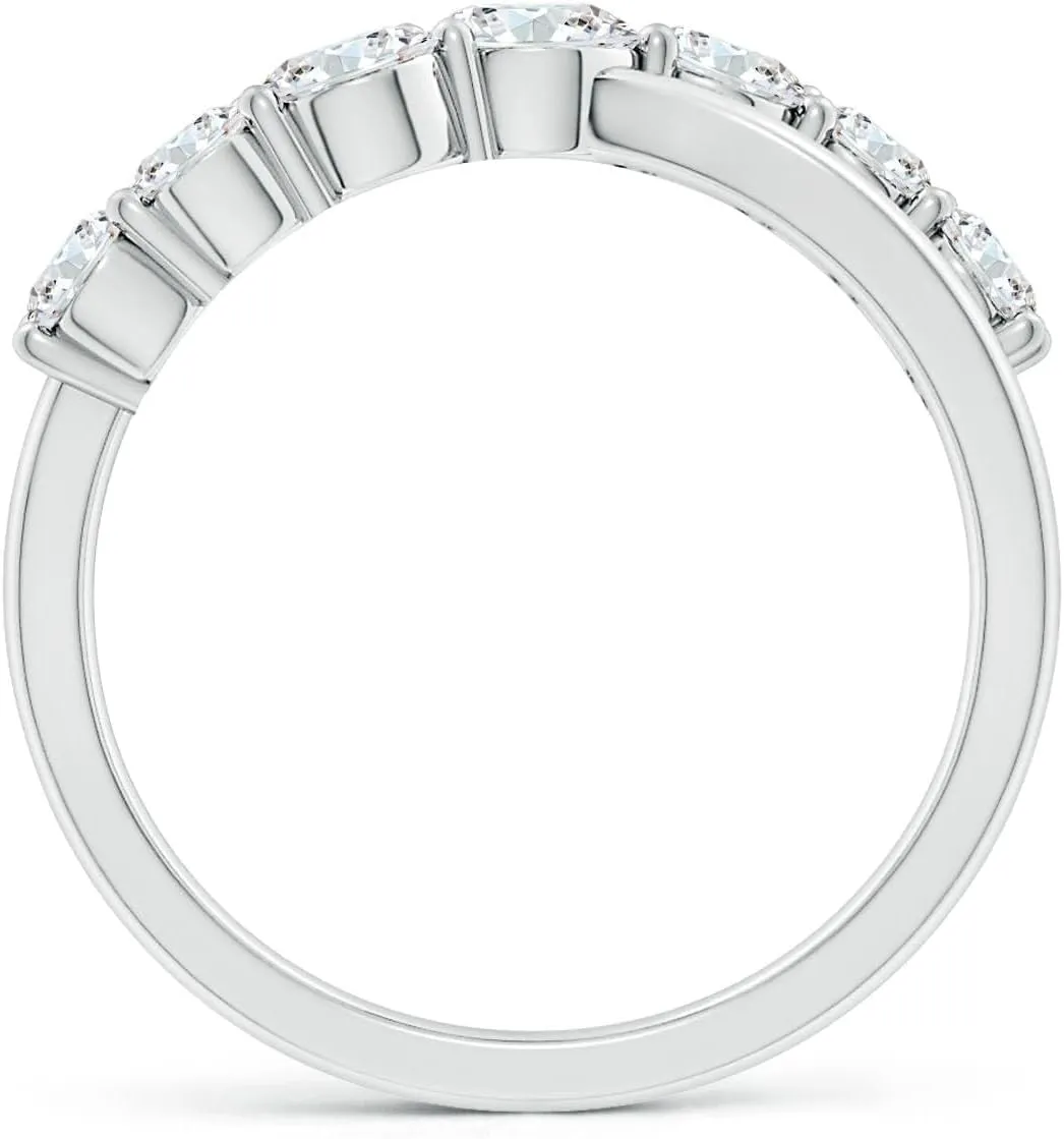 Angara Lab Grown Graduated Round Diamond Broad Fashion Ring in Silver / 14K Solid Gold/Platinum | April Birthstone, Birthday, Engagement, Anniversary, Wedding Jewelry Gift for Women