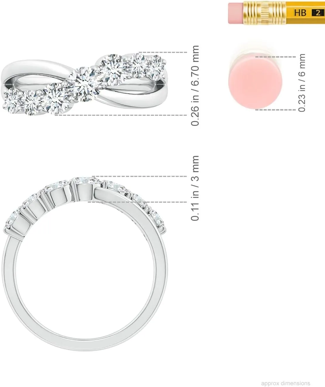 Angara Lab Grown Graduated Round Diamond Broad Fashion Ring in Silver / 14K Solid Gold/Platinum | April Birthstone, Birthday, Engagement, Anniversary, Wedding Jewelry Gift for Women