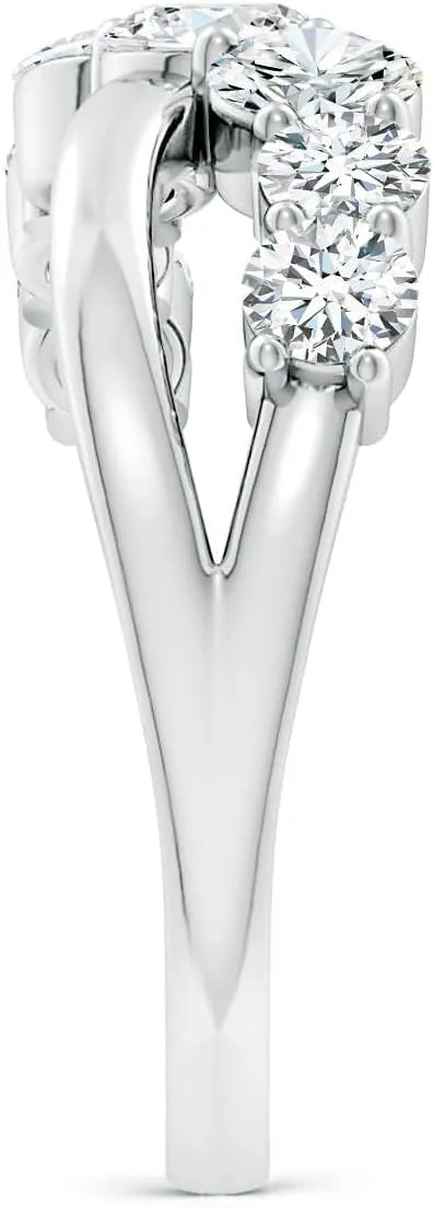 Angara Lab Grown Graduated Round Diamond Broad Fashion Ring in Silver / 14K Solid Gold/Platinum | April Birthstone, Birthday, Engagement, Anniversary, Wedding Jewelry Gift for Women