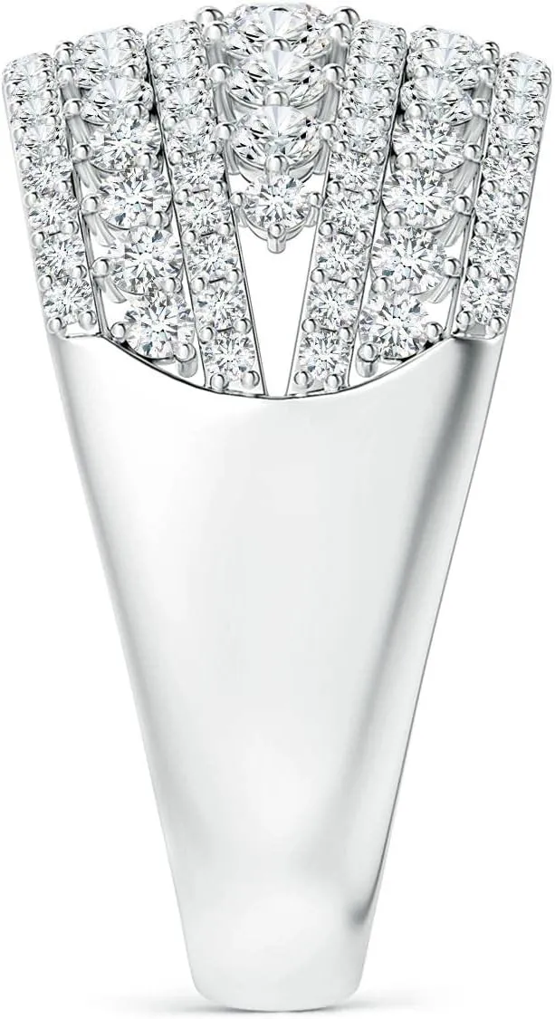 Angara Lab Grown Multi-Row Graduated Diamond Broad Anniversary Ring in Silver / 14K Solid Gold/Platinum | April Birthstone, Birthday, Engagement, Wedding Jewelry Gift for Women
