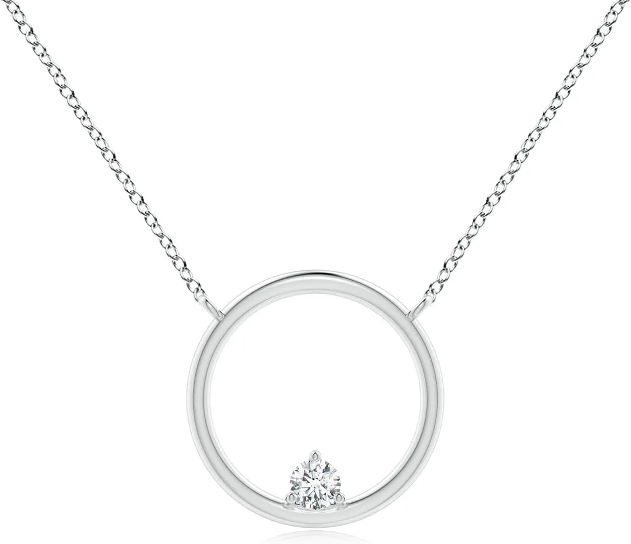 Angara Lab Grown Open Circle Pendant with Diamond in 14K Solid Gold/Platinum | April Birthstone, Birthday, Engagement, Anniversary, Wedding Jewelry Gift for Women