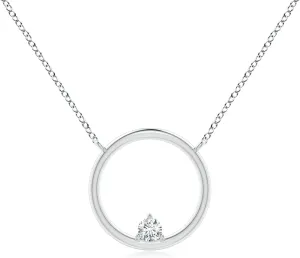 Angara Lab Grown Open Circle Pendant with Diamond in 14K Solid Gold/Platinum | April Birthstone, Birthday, Engagement, Anniversary, Wedding Jewelry Gift for Women