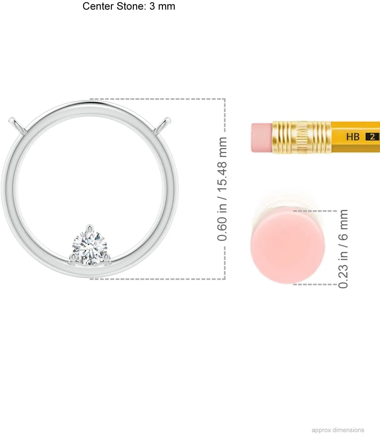 Angara Lab Grown Open Circle Pendant with Diamond in 14K Solid Gold/Platinum | April Birthstone, Birthday, Engagement, Anniversary, Wedding Jewelry Gift for Women