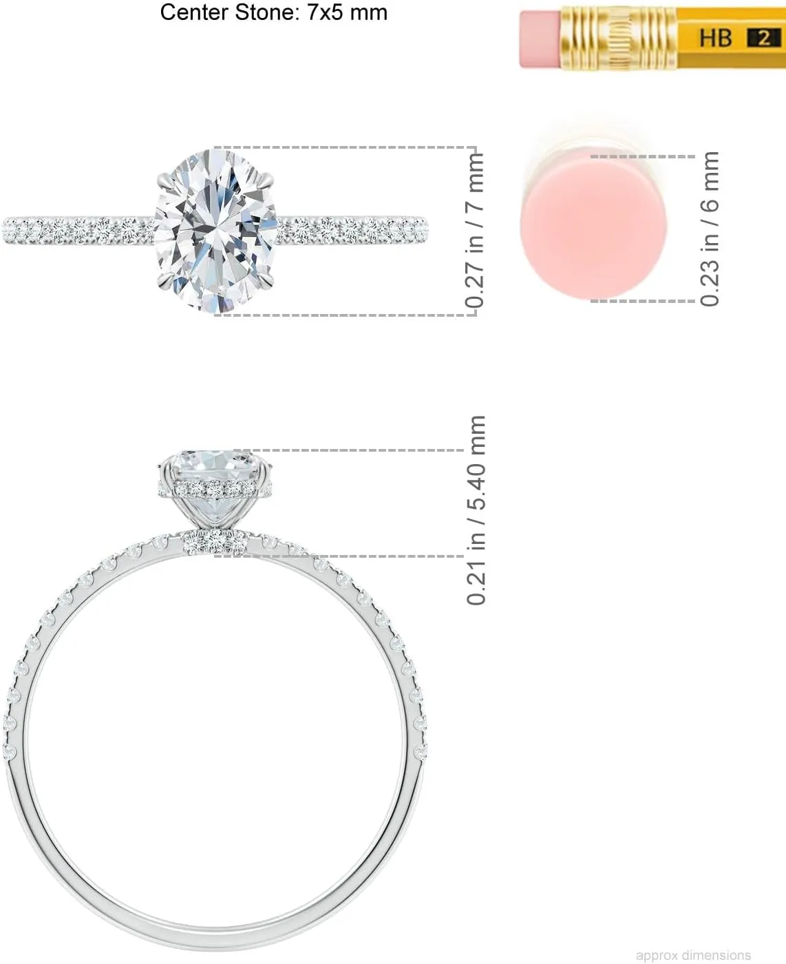 Angara Lab Grown Oval Diamond Hidden Halo Classic Engagement Ring in Silver / 14K Solid Gold/Platinum | April Birthstone, Birthday, Anniversary, Wedding Jewelry Gift for Women