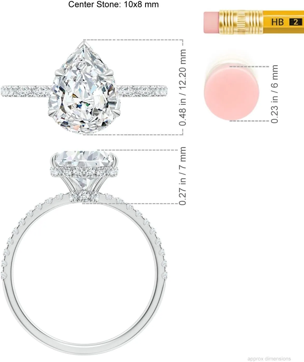 Angara Lab Grown Pear Diamond Hidden Halo Classic Engagement Ring in 14K Solid Gold/Platinum | April Birthstone, Birthday, Anniversary, Wedding Jewelry Gift for Women