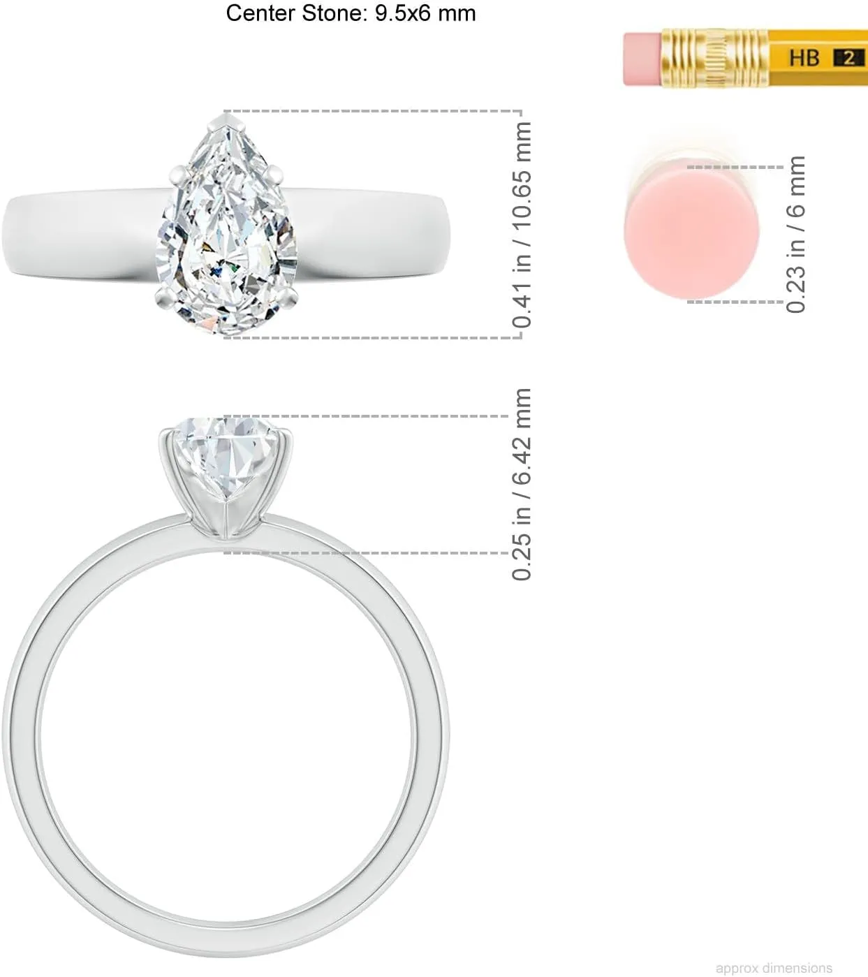 Angara Lab Grown Prong-Set Pear Diamond Solitaire Engagement Ring in 14K Solid Gold/Platinum | April Birthstone, Birthday, Anniversary, Wedding Jewelry Gift for Women