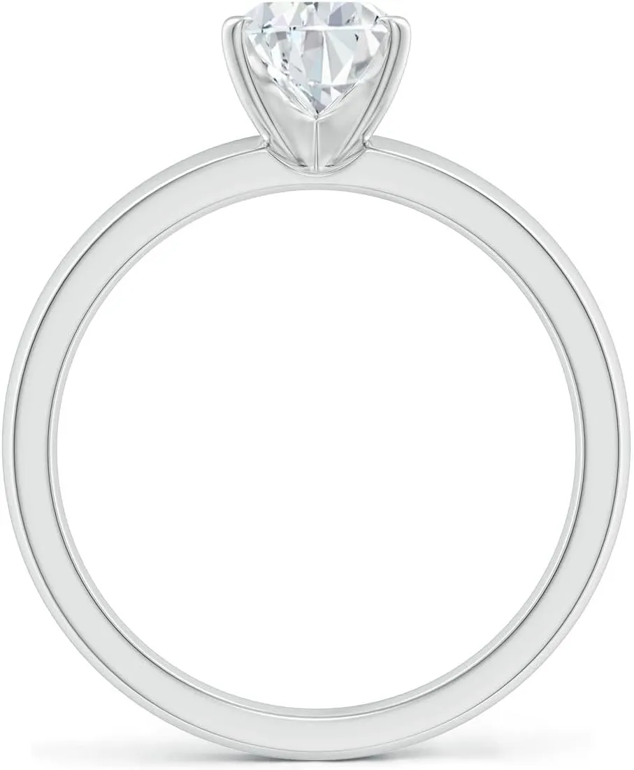 Angara Lab Grown Prong-Set Pear Diamond Solitaire Engagement Ring in 14K Solid Gold/Platinum | April Birthstone, Birthday, Anniversary, Wedding Jewelry Gift for Women