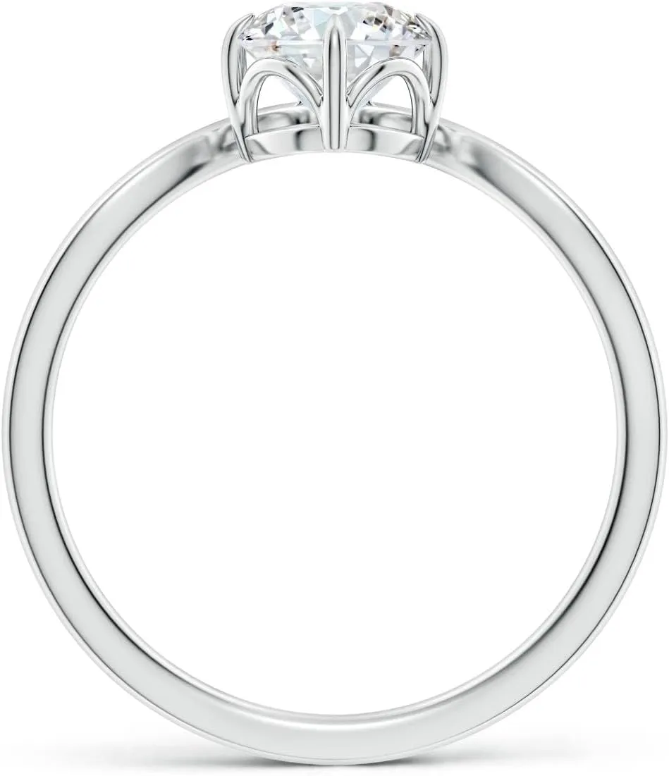 Angara Lab Grown Prong-Set Round Diamond Chevron Engagement Ring in Silver / 14K Solid Gold/Platinum | April Birthstone, Birthday, Anniversary, Wedding Jewelry Gift for Women