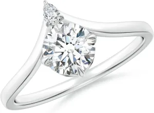 Angara Lab Grown Prong-Set Round Diamond Chevron Engagement Ring in Silver / 14K Solid Gold/Platinum | April Birthstone, Birthday, Anniversary, Wedding Jewelry Gift for Women