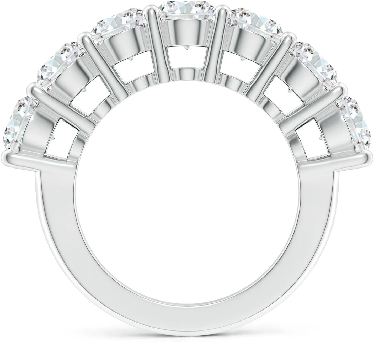 Angara Lab Grown Prong-Set Round Diamond Seven Stone Wedding Ring in Silver / 14K Solid Gold/Platinum | April Birthstone, Birthday, Engagement, Anniversary, Wedding Jewelry Gift for Women