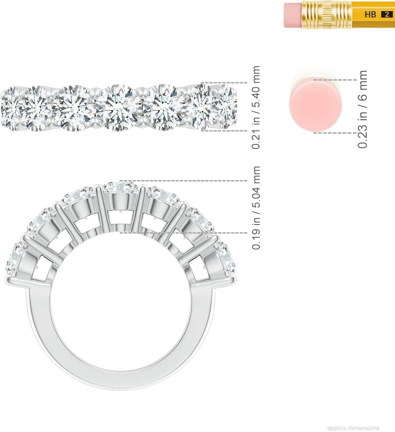 Angara Lab Grown Prong-Set Round Diamond Seven Stone Wedding Ring in Silver / 14K Solid Gold/Platinum | April Birthstone, Birthday, Engagement, Anniversary, Wedding Jewelry Gift for Women