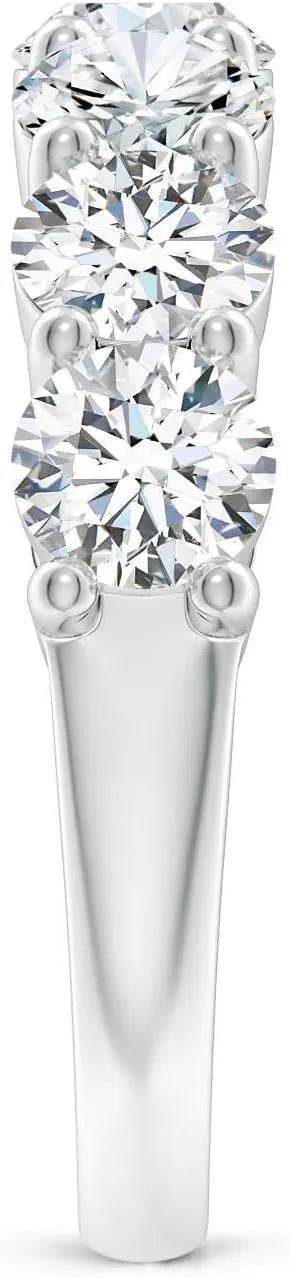 Angara Lab Grown Prong-Set Round Diamond Seven Stone Wedding Ring in Silver / 14K Solid Gold/Platinum | April Birthstone, Birthday, Engagement, Anniversary, Wedding Jewelry Gift for Women