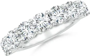 Angara Lab Grown Prong-Set Round Diamond Seven Stone Wedding Ring in Silver / 14K Solid Gold/Platinum | April Birthstone, Birthday, Engagement, Anniversary, Wedding Jewelry Gift for Women