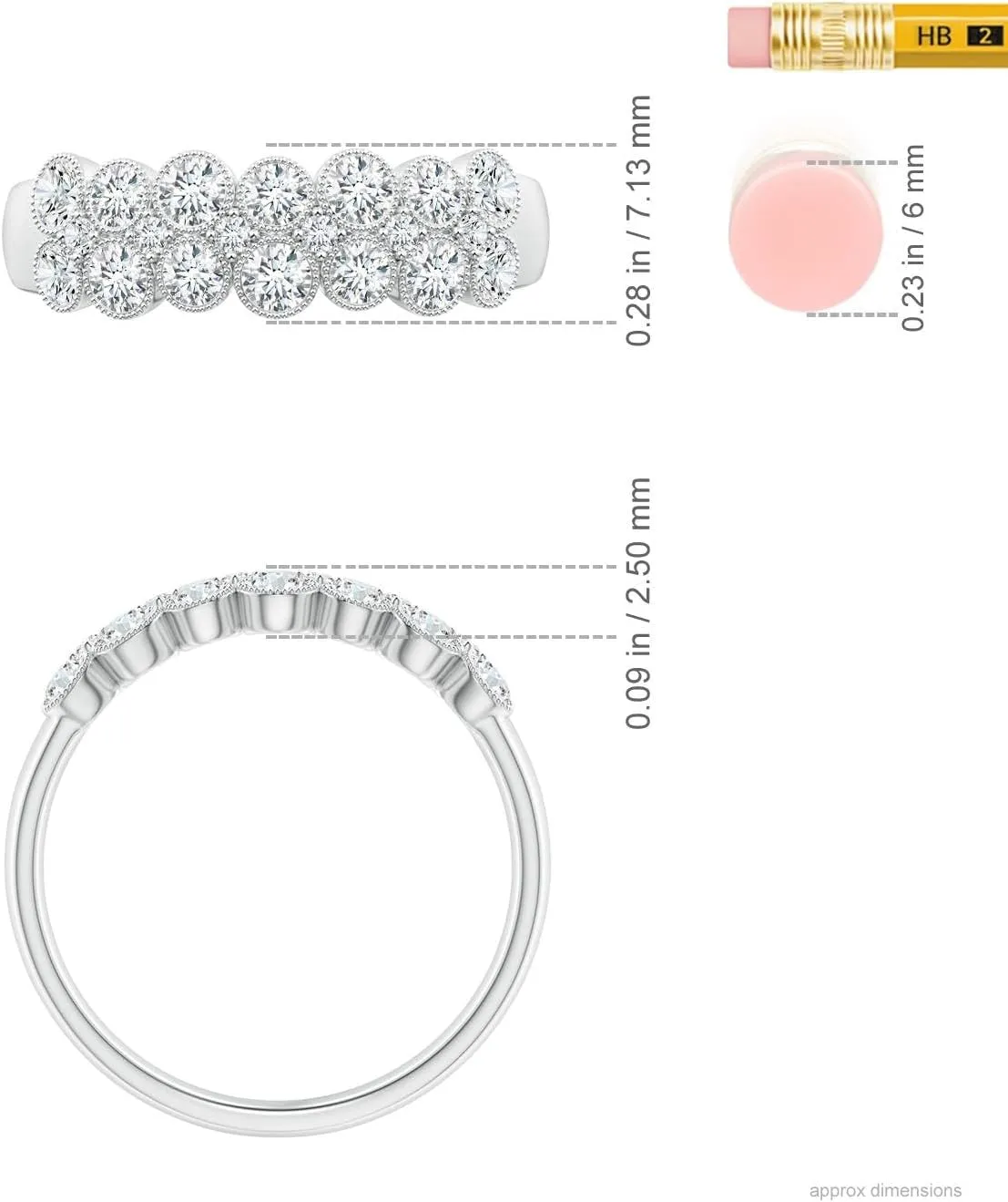 Angara Lab Grown Round Diamond Bezel-Set Two-Layer Cobblestone Ring in Silver / 14K Solid Gold/Platinum | April Birthstone, Birthday, Engagement, Anniversary, Wedding Jewelry Gift for Women
