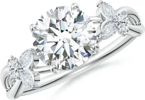 Angara Lab Grown Round Diamond Butterfly Engagement Ring in 14K Solid Gold/Platinum | April Birthstone, Birthday, Anniversary, Wedding Jewelry Gift for Women