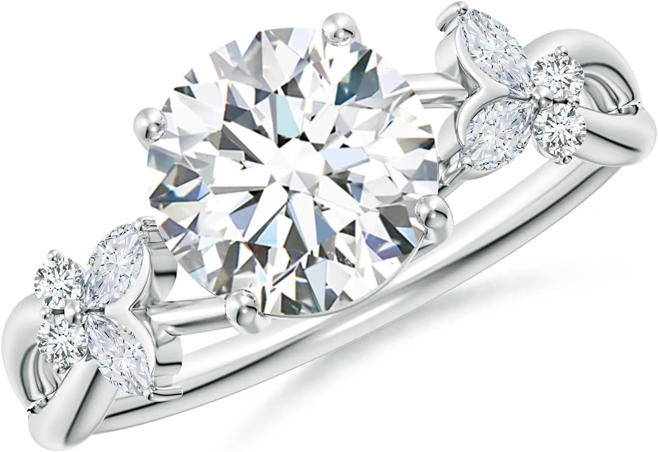 Angara Lab Grown Round Diamond Butterfly Engagement Ring in 14K Solid Gold/Platinum | April Birthstone, Birthday, Anniversary, Wedding Jewelry Gift for Women