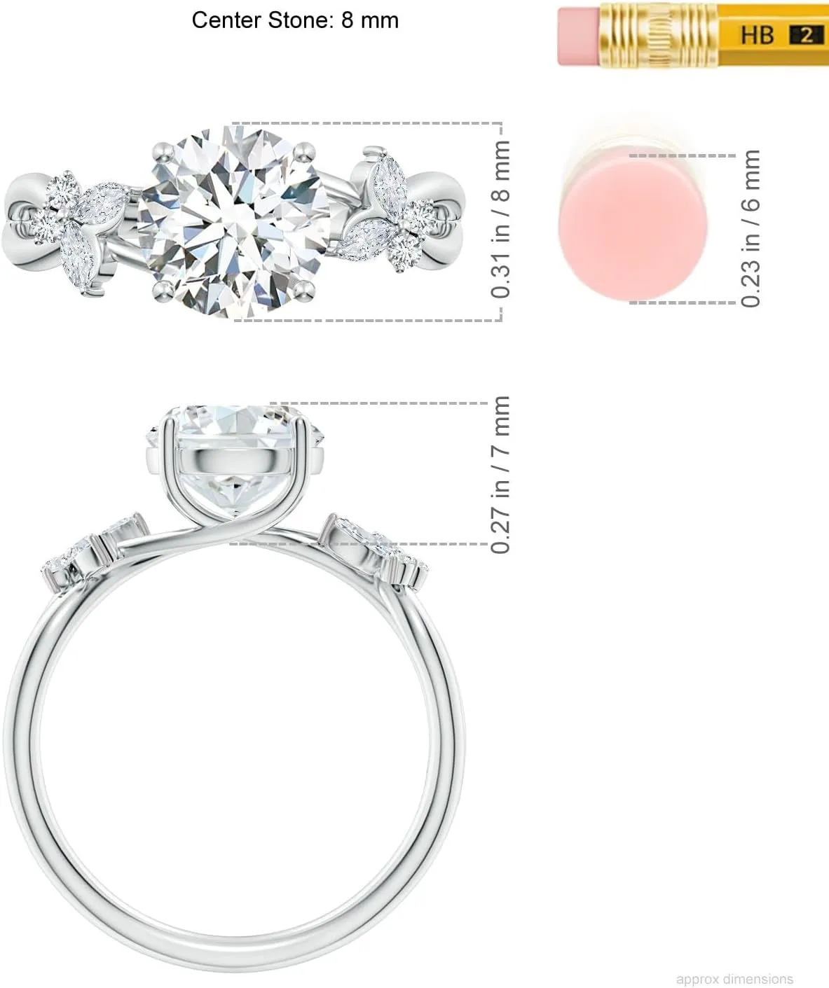 Angara Lab Grown Round Diamond Butterfly Engagement Ring in 14K Solid Gold/Platinum | April Birthstone, Birthday, Anniversary, Wedding Jewelry Gift for Women