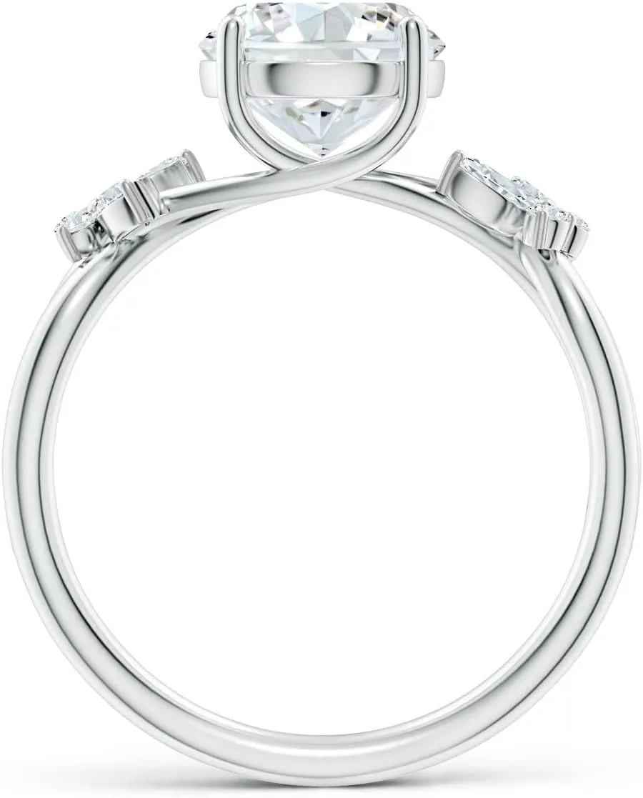 Angara Lab Grown Round Diamond Butterfly Engagement Ring in 14K Solid Gold/Platinum | April Birthstone, Birthday, Anniversary, Wedding Jewelry Gift for Women