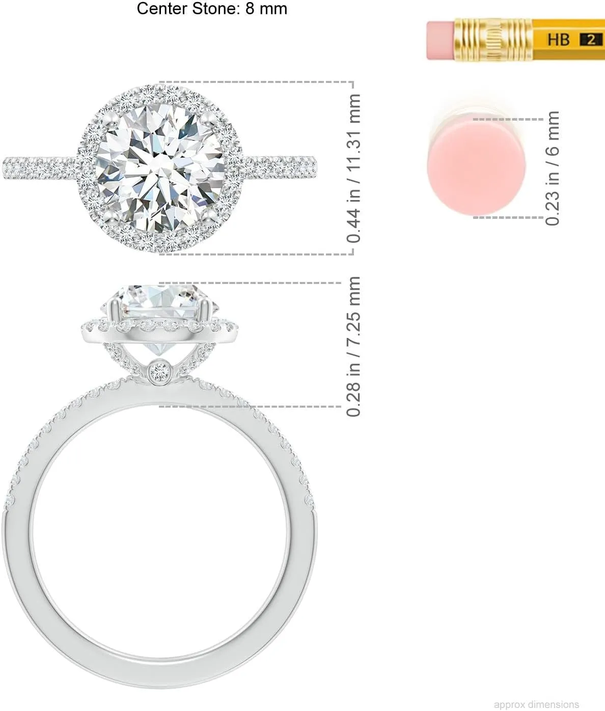 Angara Lab Grown Round Diamond Classic Halo Engagement Ring in Silver / 14K Solid Gold/Platinum | April Birthstone, Birthday, Anniversary, Wedding Jewelry Gift for Women