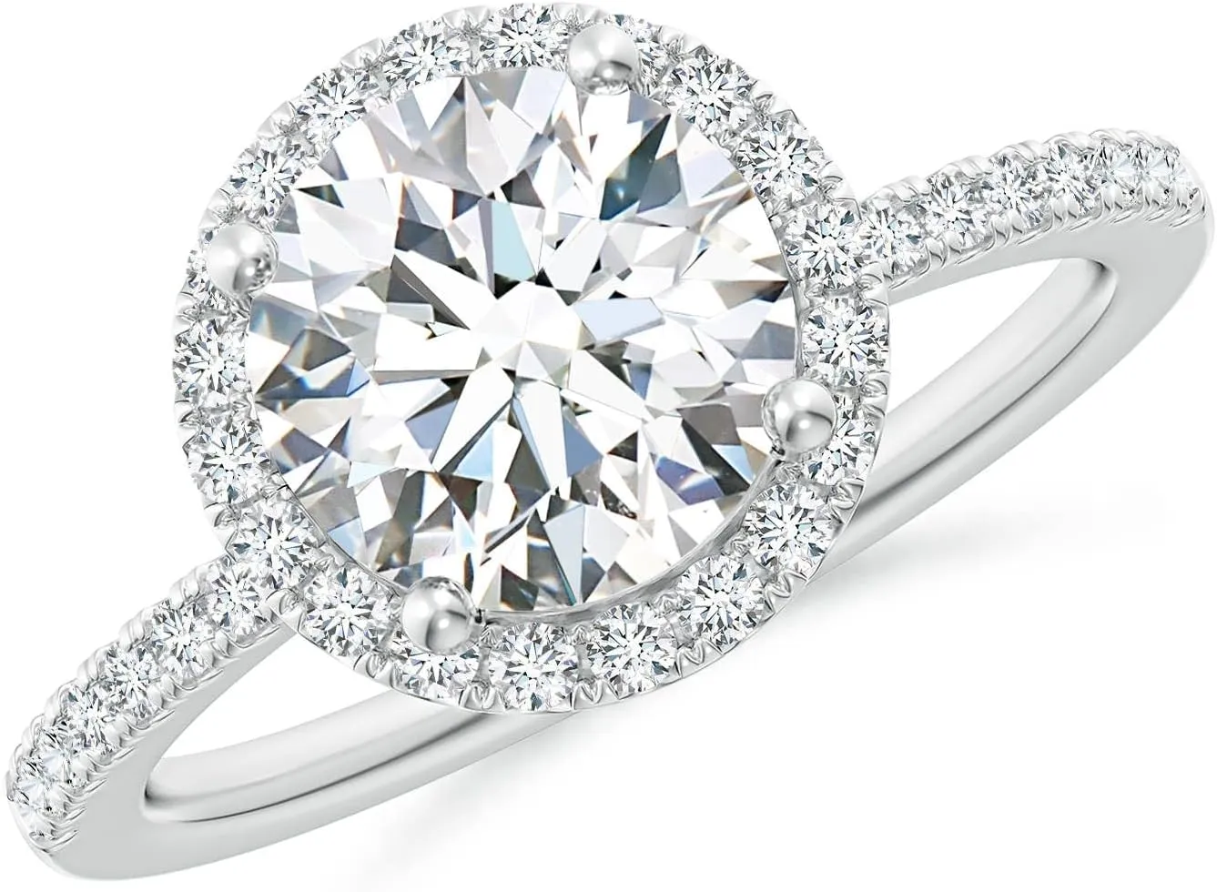 Angara Lab Grown Round Diamond Classic Halo Engagement Ring in Silver / 14K Solid Gold/Platinum | April Birthstone, Birthday, Anniversary, Wedding Jewelry Gift for Women