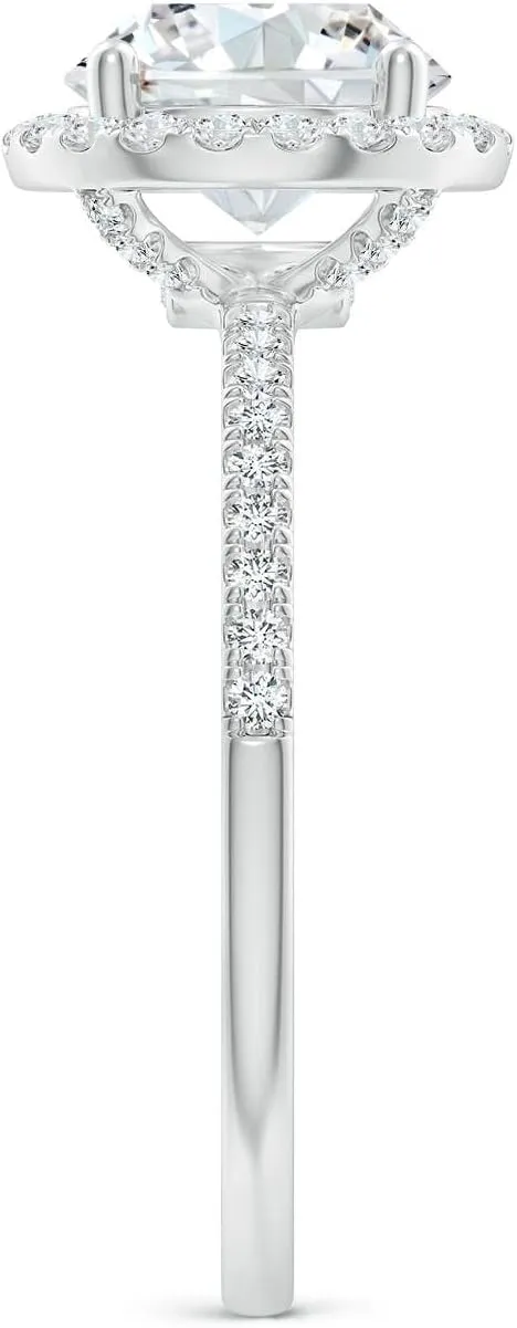 Angara Lab Grown Round Diamond Classic Halo Engagement Ring in Silver / 14K Solid Gold/Platinum | April Birthstone, Birthday, Anniversary, Wedding Jewelry Gift for Women
