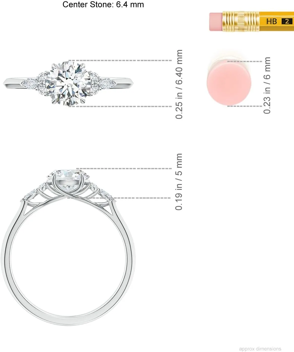 Angara Lab Grown Round Diamond Side Stone Engagement Ring with Diamonds in Silver / 14K Solid Gold/Platinum | April Birthstone, Birthday, Anniversary, Wedding Jewelry Gift for Women