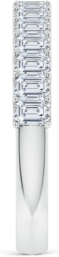 Angara Lab Grown Shared Prong-Set Emerald-Cut Diamond Half Eternity Wedding Ring in Silver / 14K Solid Gold/Platinum | April Birthstone, Birthday, Engagement, Anniversary Jewelry Gift for Women