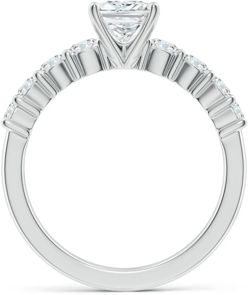 Angara Lab Grown Solitaire Radiant-Cut Diamond Graduated Engagement Ring in 14K Solid Gold/Platinum | April Birthstone, Birthday, Anniversary, Wedding Jewelry Gift for Women