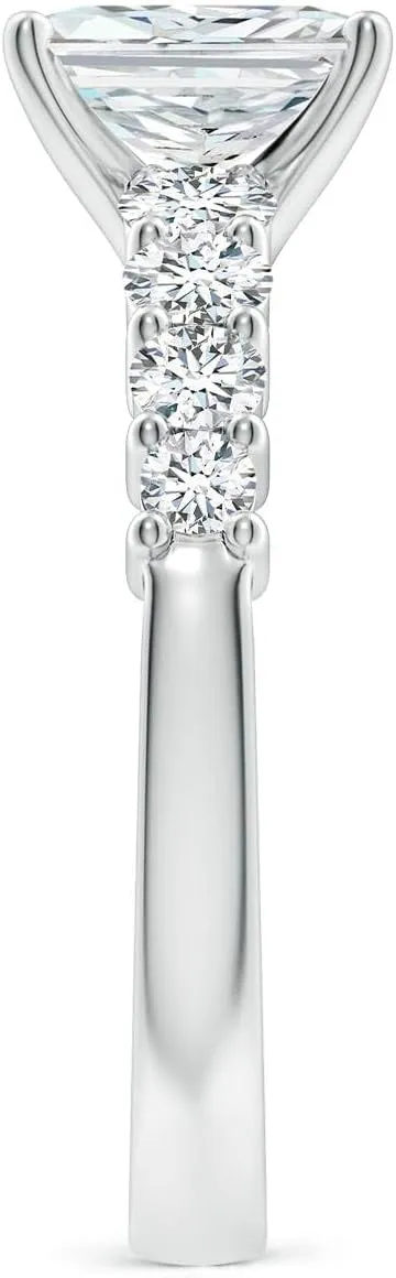 Angara Lab Grown Solitaire Radiant-Cut Diamond Graduated Engagement Ring in 14K Solid Gold/Platinum | April Birthstone, Birthday, Anniversary, Wedding Jewelry Gift for Women