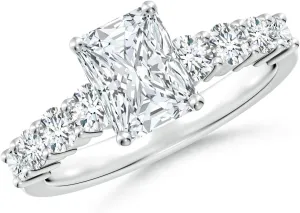 Angara Lab Grown Solitaire Radiant-Cut Diamond Graduated Engagement Ring in 14K Solid Gold/Platinum | April Birthstone, Birthday, Anniversary, Wedding Jewelry Gift for Women