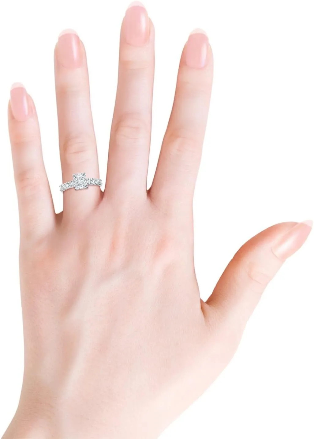 Angara Lab Grown Solitaire Radiant-Cut Diamond Graduated Engagement Ring in 14K Solid Gold/Platinum | April Birthstone, Birthday, Anniversary, Wedding Jewelry Gift for Women