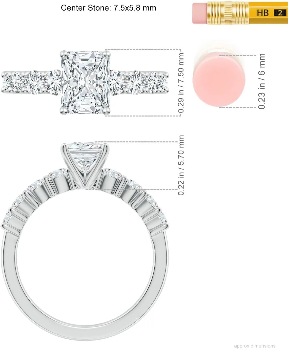 Angara Lab Grown Solitaire Radiant-Cut Diamond Graduated Engagement Ring in 14K Solid Gold/Platinum | April Birthstone, Birthday, Anniversary, Wedding Jewelry Gift for Women