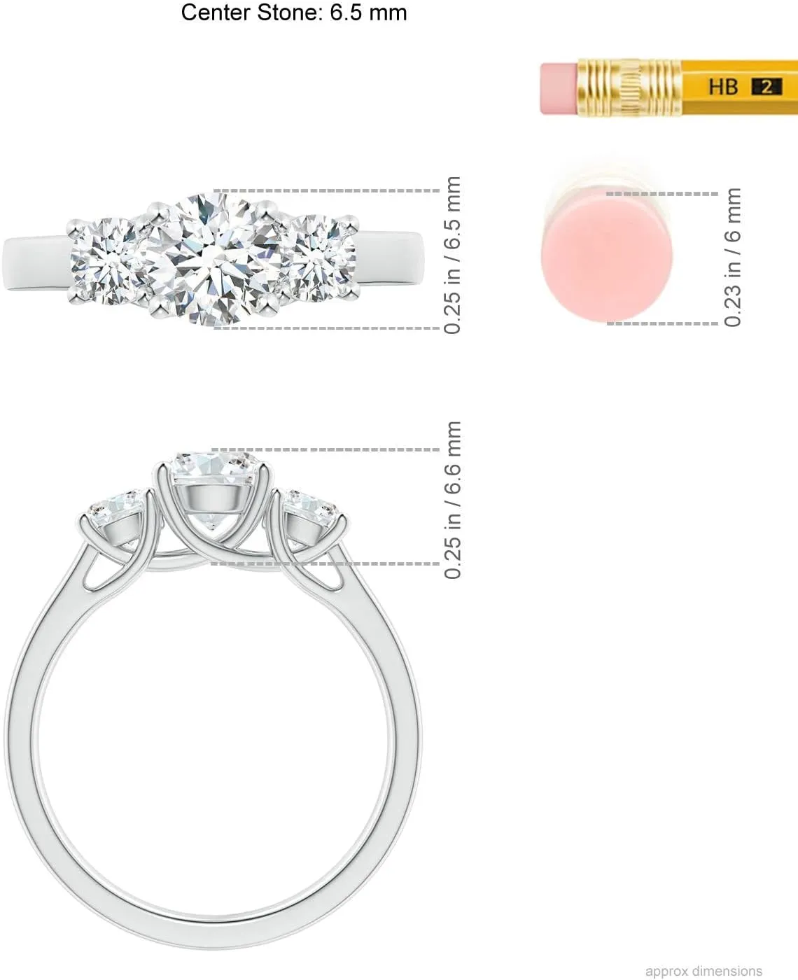 Angara Lab Grown Three Stone Round Diamond Trellis Engagement Ring in Silver / 14K Solid Gold/Platinum | April Birthstone, Birthday, Anniversary, Wedding Jewelry Gift for Women